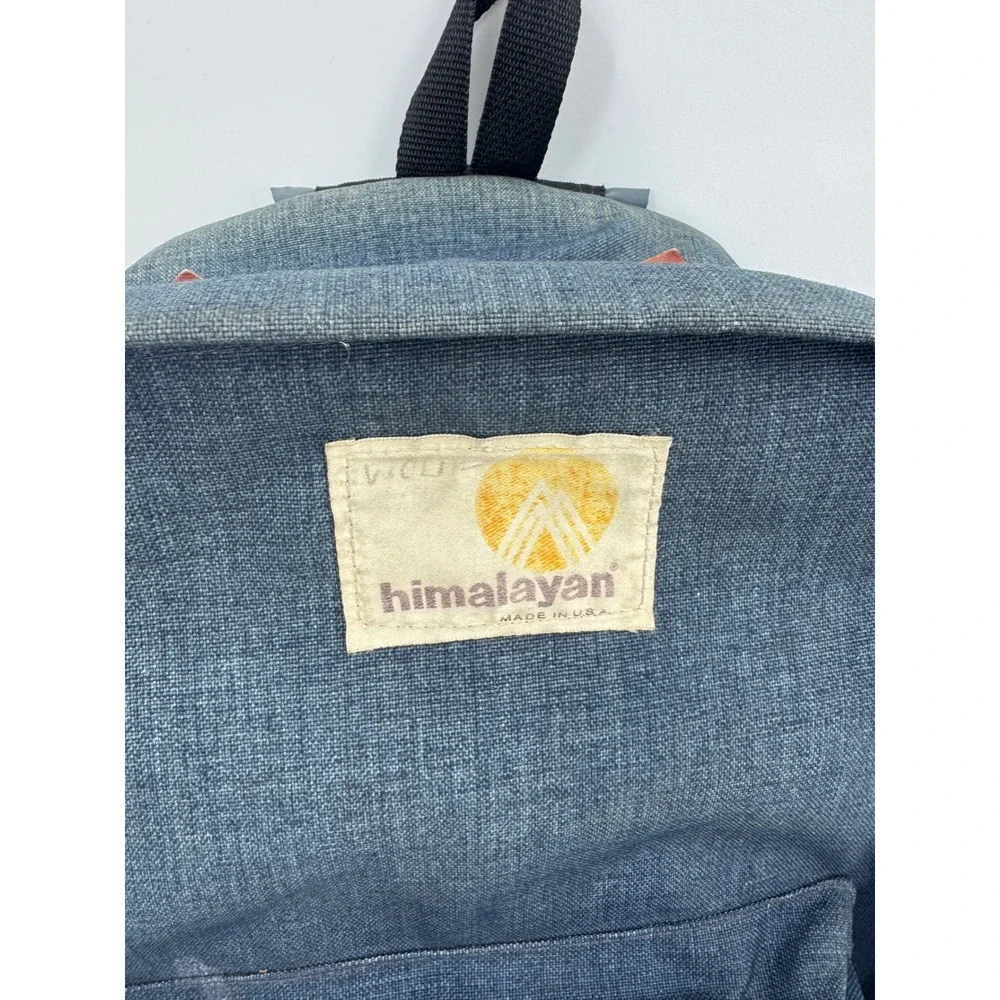 Vintage Himalayan Backpack Made in USA Blue Canvas Hiking‎ Daypack Large Pocket